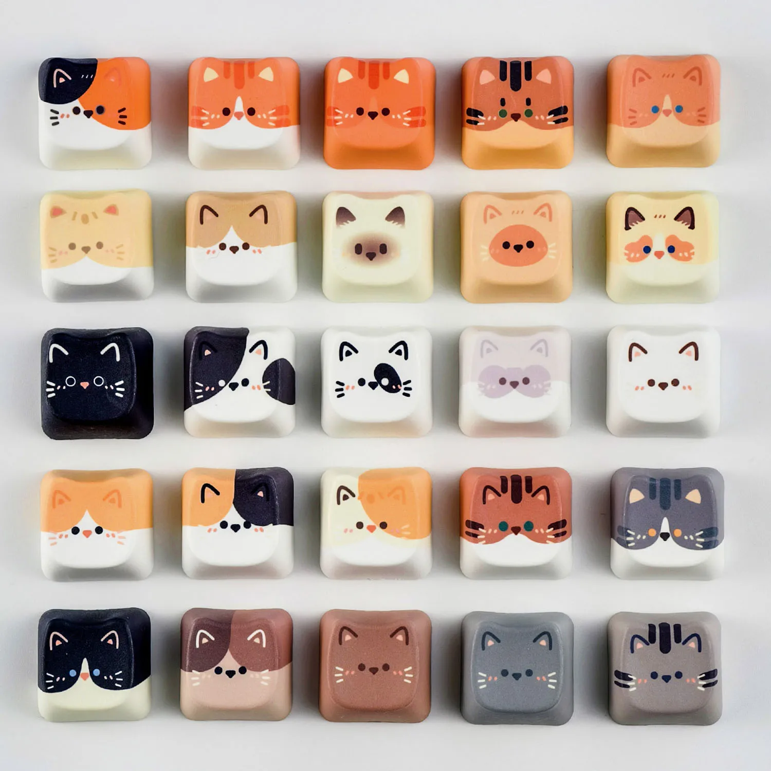 MAIMOOO Cute Cat Dog Keycaps MAO Profile 5/25Keys PBT Custom Creative Meow Head Keycap for Mechanical Keyboard Personalized Gift