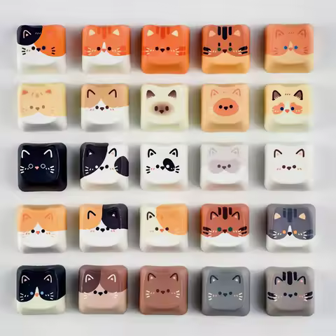 MAIMOOO Cute Cat Keycaps MAO Profile 5/25Keys PBT Custom Creative Meow Head Keycap for Mechanical Keyboard Personalized Gifts