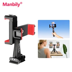 Manbily Lightweight Phone Holder for Selfie stick with Hot Shoes 2 Phone Clamp Mount for Smartphone Tripod Vlog Photography Arca