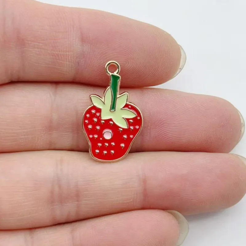 10pcs Funny Caterpillar Strawberry Alloy Pendant Personalized Cartoon Bug Shaped DIY Accessories image 4