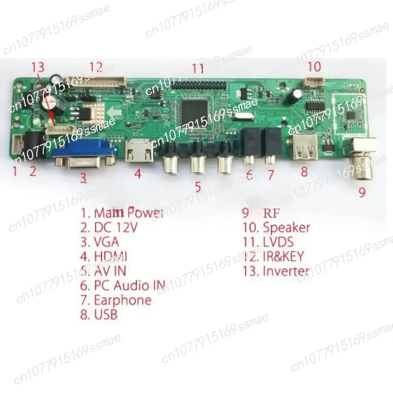 VGA AV USB ÁUDIO LCD Driver Board TV HDMIcontrollerV56 Controlador LCD universal