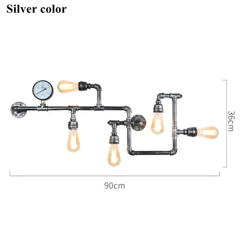Modern Retro LED Wall Lights, Restaurant Staircase Decorations, Rusty Water Pipe Pendant Lights, Household Lighting Fixtures
