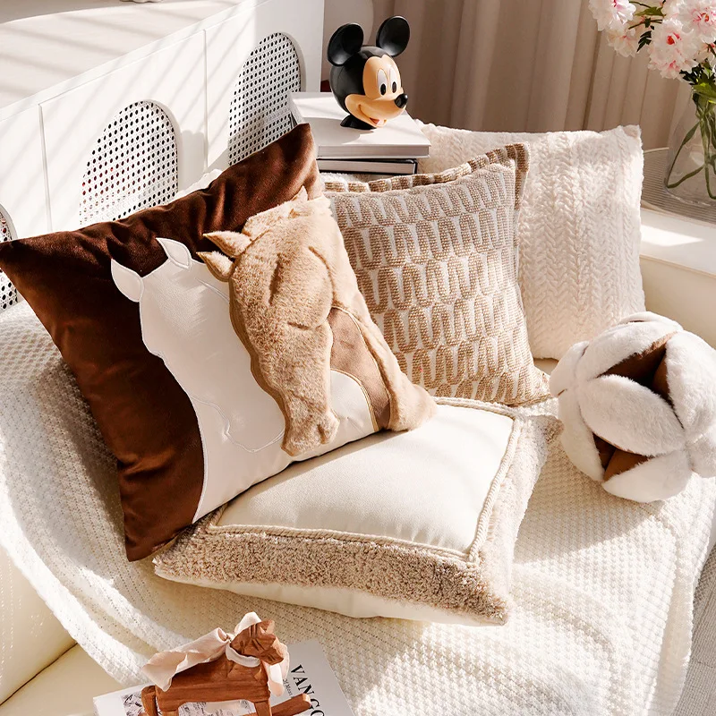 30x50/45x45cm Maillard Retro Horse Cushion Cover Luxury Pillow Covers Decorative Sofa Bed Living Room Brown Throw Pillow Case view 4