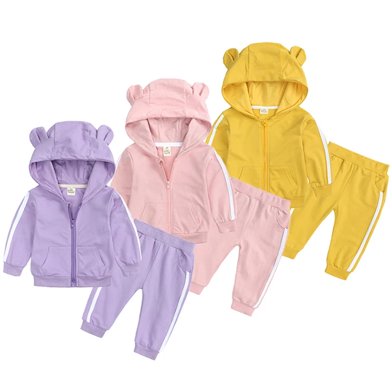 

0-24M Baby Girls Boys Clothing Sets Spring Autumn Cotton Zipper Hooded Jacket And Pants 2Pcs Outfits Toddle Kids Tracksuit Suits