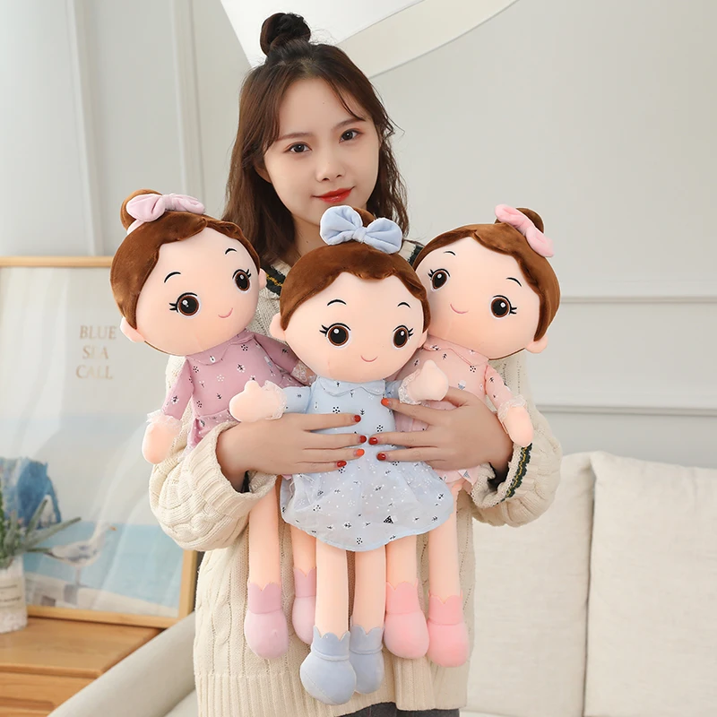 90cm Cute Angel Girl Plush Toy Lovely Stuffed Anime Figure Doll Wear Beautiful Dress Soft Toys For Girls Nice Christmas Gifts