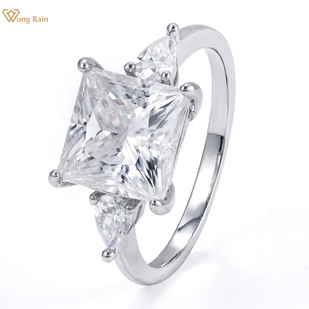 

Wong Rain Стерлинговое Серебро 925 пробы 3EX VVS1 D Цвет Princess Cut 9 мм Настоящие муассанитовые бриллианты Обручальные кольца с драгоценными камнями Изящные ювелирные изделия