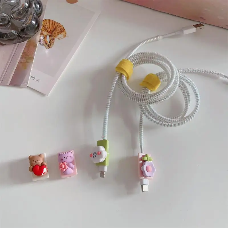 Lovely Cartoon Body Charger Cable Winder Cartoon Data Line Cord Cable Protector for iphone cable Charging Cable