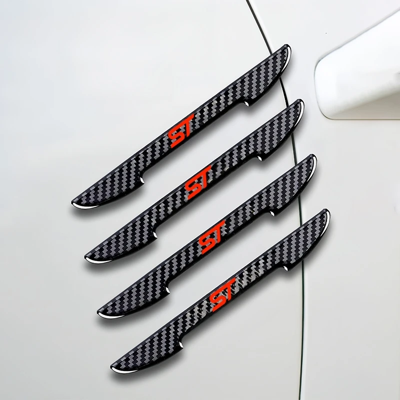 4PCS Carbon Fiber Protective Strip Car Side Door Edge Protector Anti-collision Stickers For Ford ST STLINE Car AccessoriesF