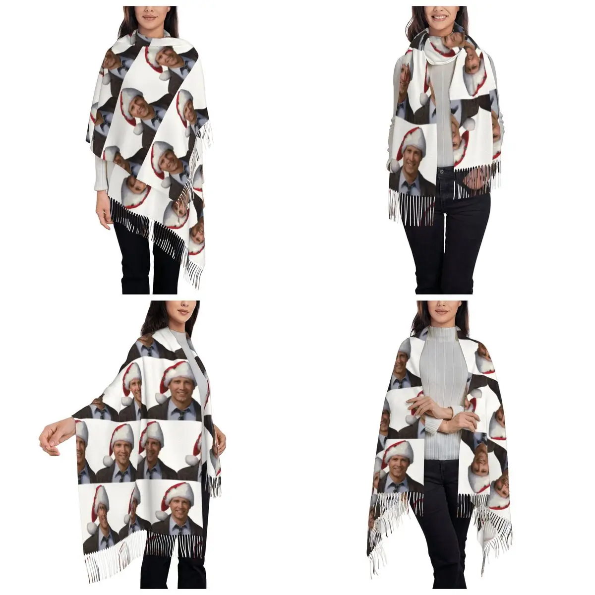 كلارك جريسوولد الوطنية لامبون 1989 وشاح شرابة الأوشحة النساء شالات دافئة لينة ويلتف طويل الخريف الشتاء شال التفاف #2