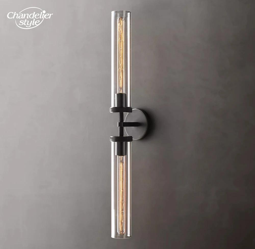 

Lambeth Knurled Linear Sconce Modern LED Clear Glass Brass Chrome Black Wall Lamps Living Room Bathroom Bedroom Corridor Lights