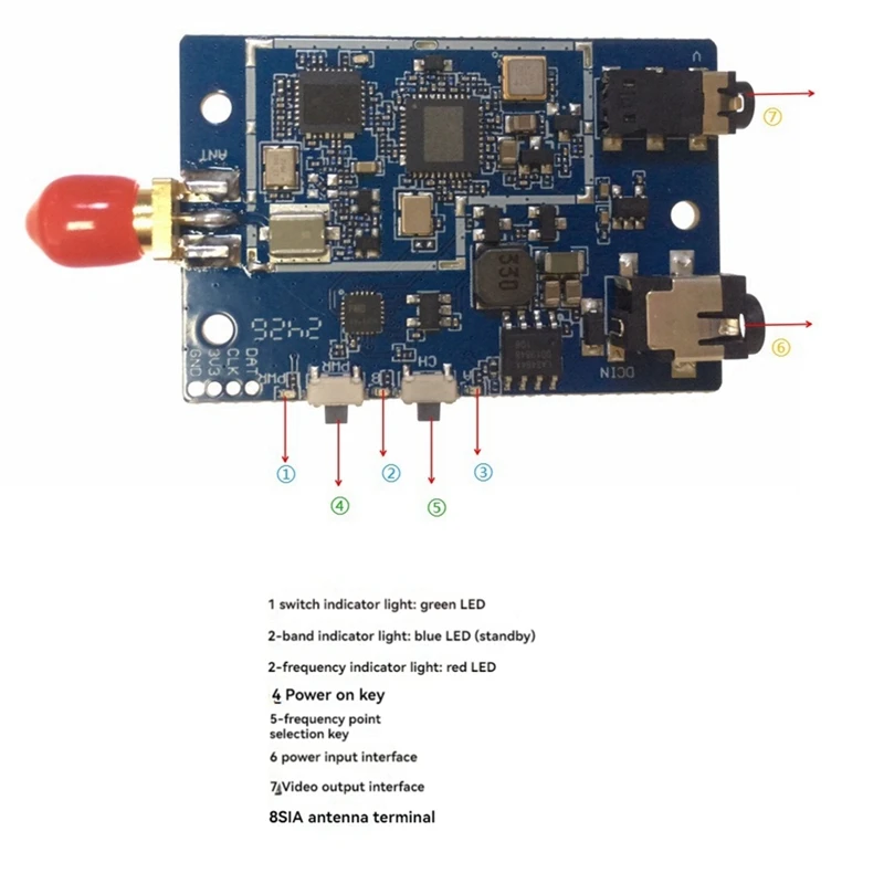 1.2G 1.3G VRX FPV Receiver 9 Channel With AV Interface DC 7-36V For Long Range FPV Drone