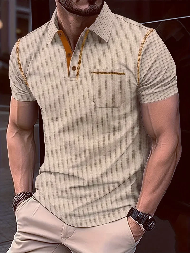 

Waffle-patterned casual short-sleeved shirt
