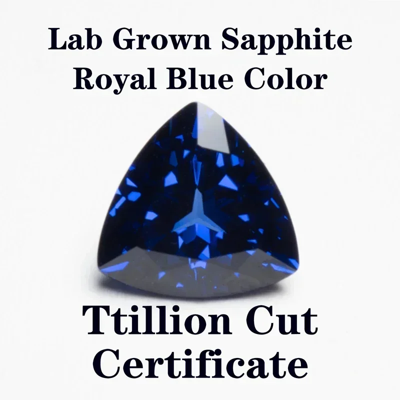 

Выращенный в лаборатории сапфир в форме триллиона, королевский синий цвет, подвески, драгоценный камень для DIY, усовершенствованные ювелирные изделия, кольца, серьги, сертификат изготовления