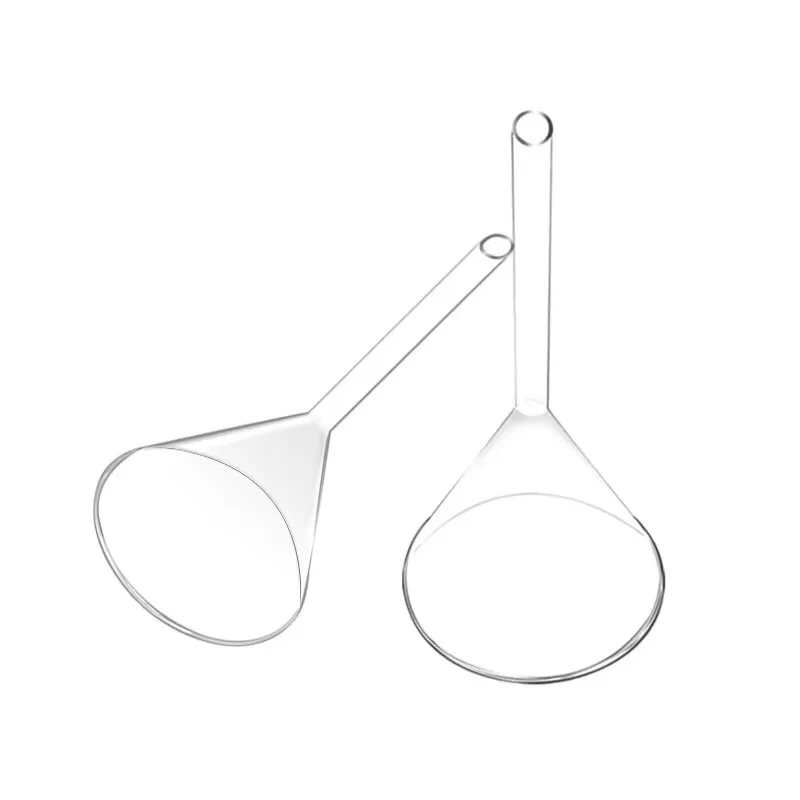 قمع ثلاثي عالي الجودة 30-90 مللي قمع زجاجي قصير الرقبة قمع مرشح زجاجي للاستخدام المختبري