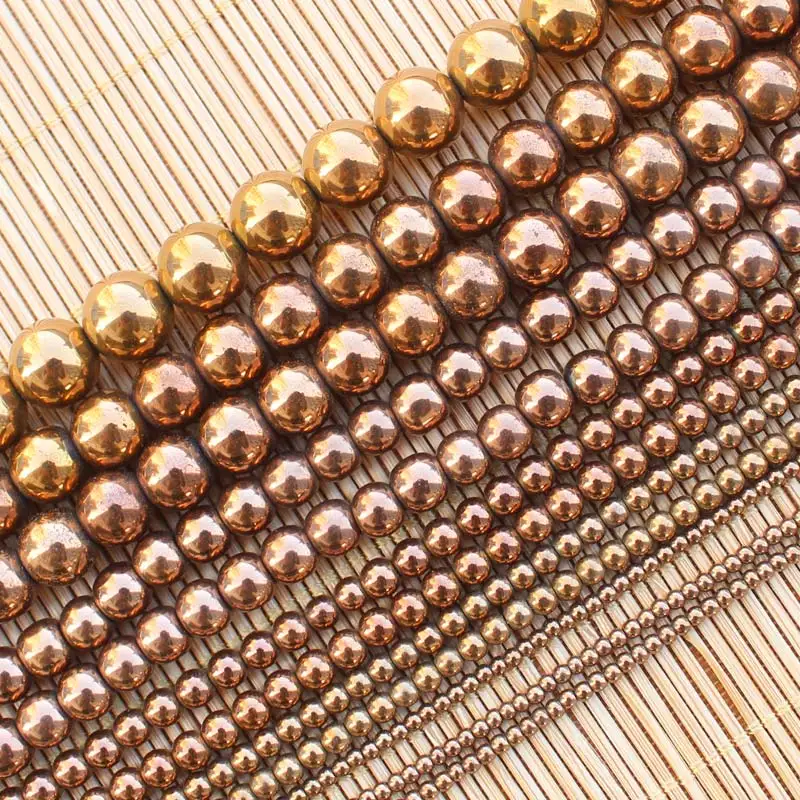 Mini. order is $7! 2-12mm Bronze copper Plating Hematite ironstone Round Spacer DIY Loose Beads 15