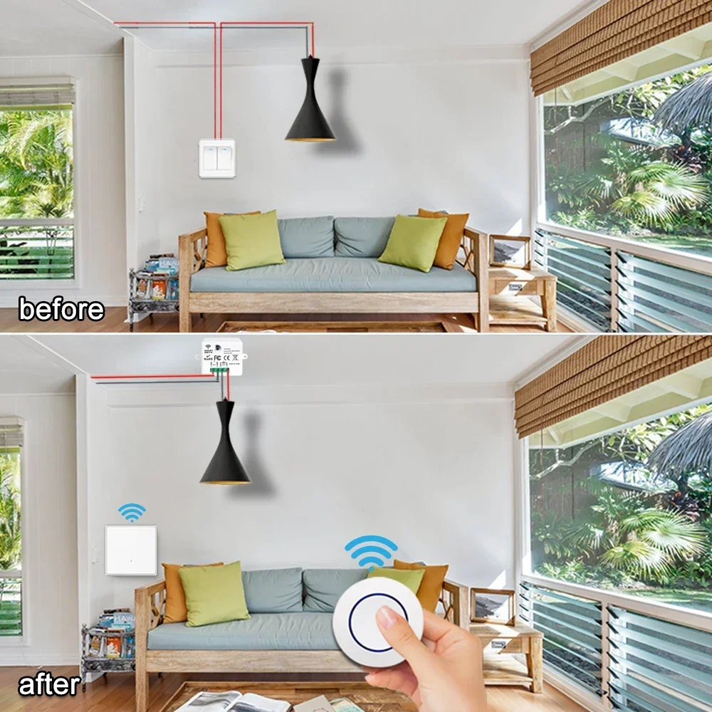 RF 433MHz Wireless Light Switch 220V 110V 10A Relay Controlle Mini Round Button Wall Panel Switch Remote Control For LED Lamp