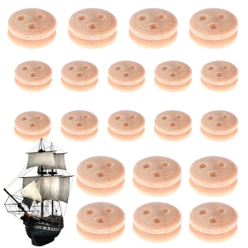 Resuable Wooden Wheels 20pcs High-quality Wood Pulleys model classical sailing ship model accessories Pulley Blocks