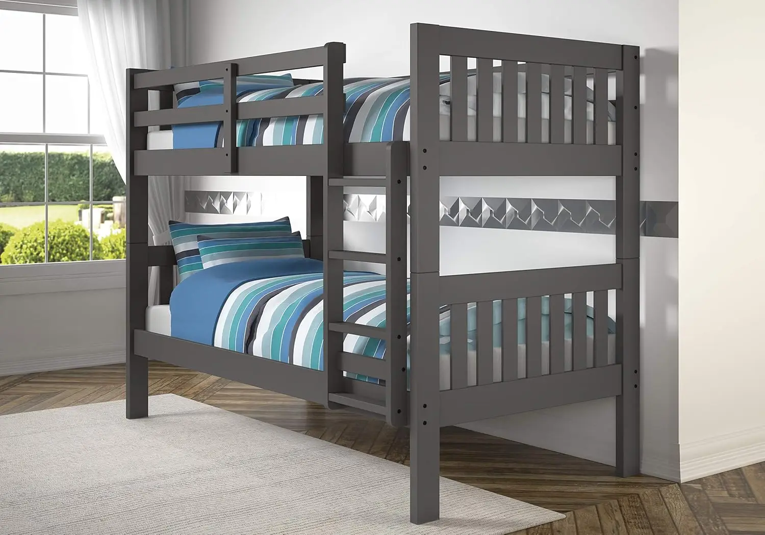 Kids Austin Mission Twin Over Twin Dark Grey Bunkbed