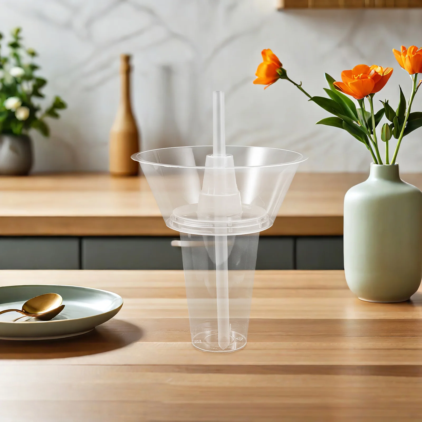 

4 set Hot Pot Cup Set Plastic Cups With Straw Portable Tumbler For Ramen Noodles Camping Travel Party - Stack N