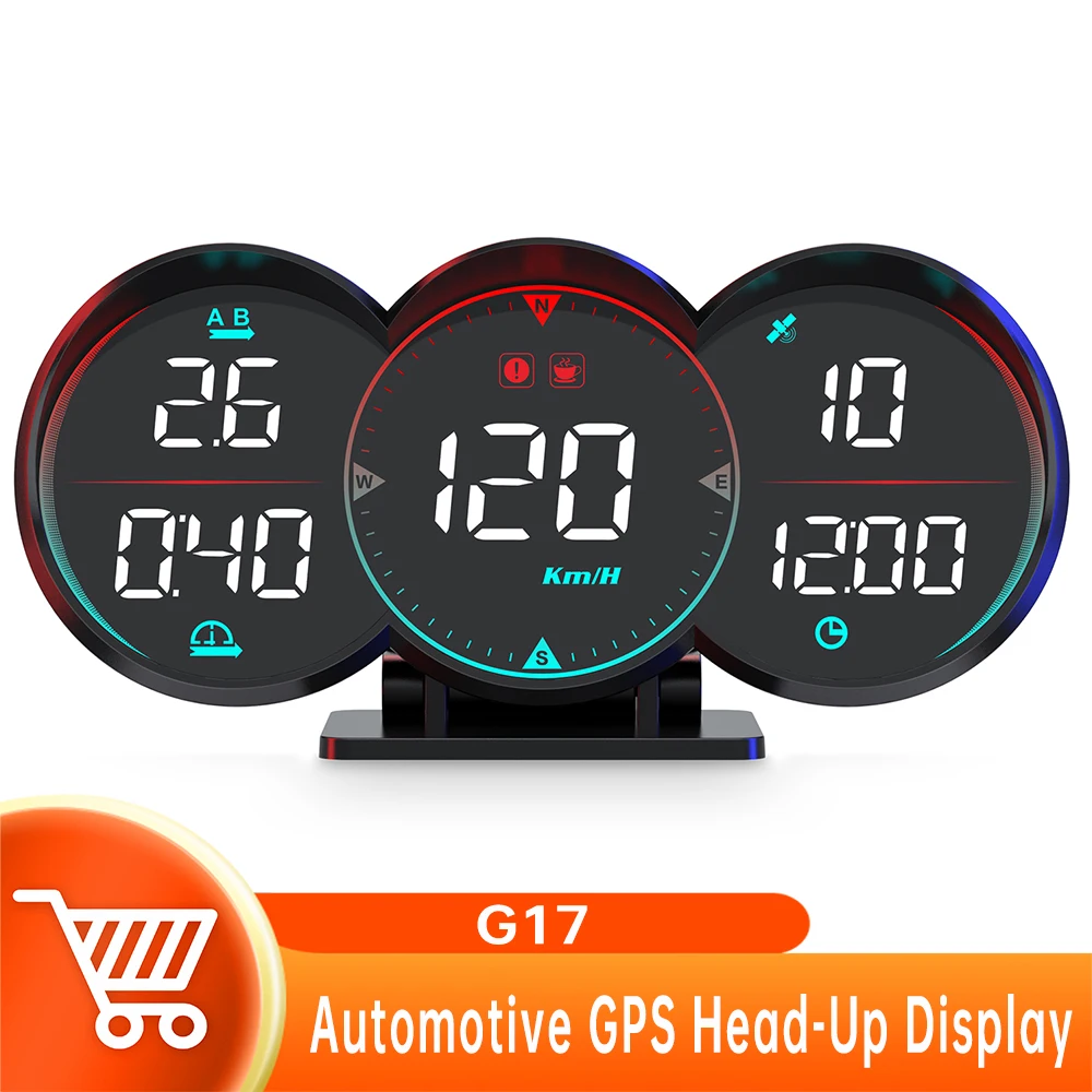 

G17 Automotive GPS Head Up Display LCD Speedometer Odometer Slope Meter Multifunction on-board Computer Overspeed Diagnotstic