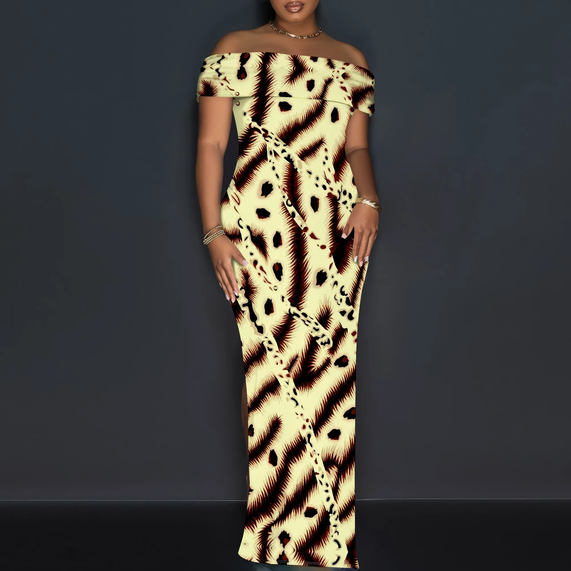 

Off Shoulder Maxi Dress Red Black Floral Print Bodycon Elegant Evening Dinner Outfit