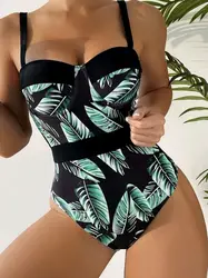 Push Up One Piece Swimsuit Sexy Swimwear Women Tropical Printed Bathing Suit Female 2026 Swimming Summer Beachwear Summer