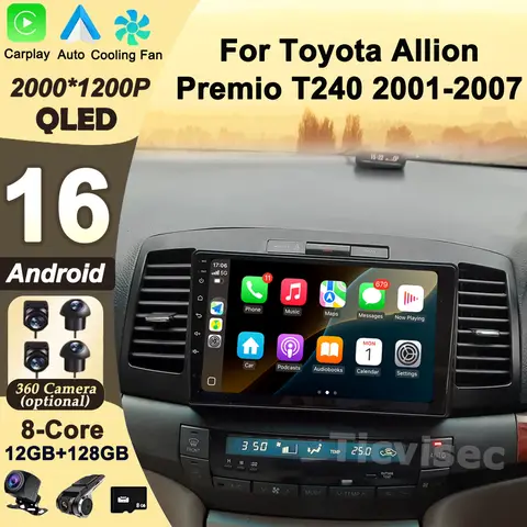 Android 16 Car Radio For Toyota Allion Premio T240 2001-2007  Multimedia System Navigation GPS Auto Carplay No 2din DVD