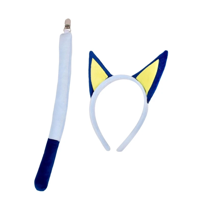 Kids Cartoon Pyppy Dog Ears Hoofddeksels en Pluche Staart Combo Set Ideaal voor Halloween Party Cosplay Kostuum en alledaags