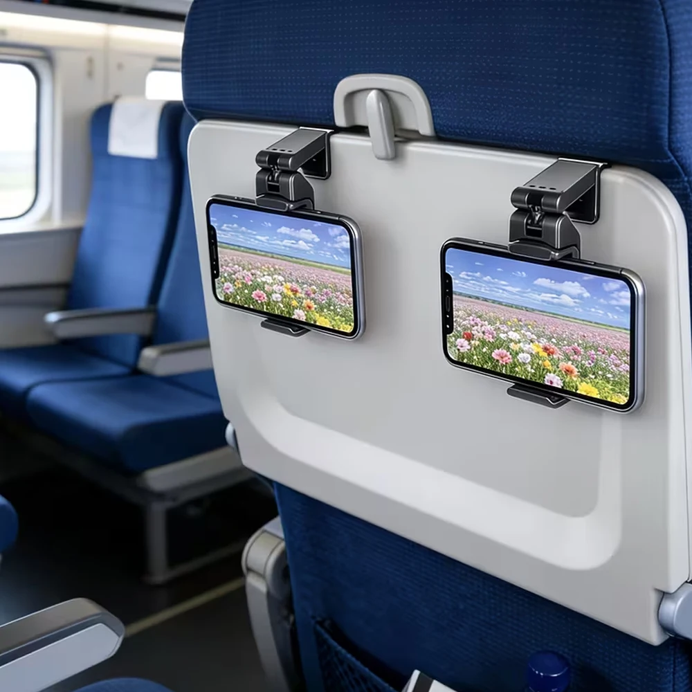 Airplane Phone Holder - 360 °   Rotating Durable Travel Stand, Car and Desktop Stand, Ideal Christmas Gift for Flight Enthusiasts and Travel Accessories, Airplane Travel Accessories.