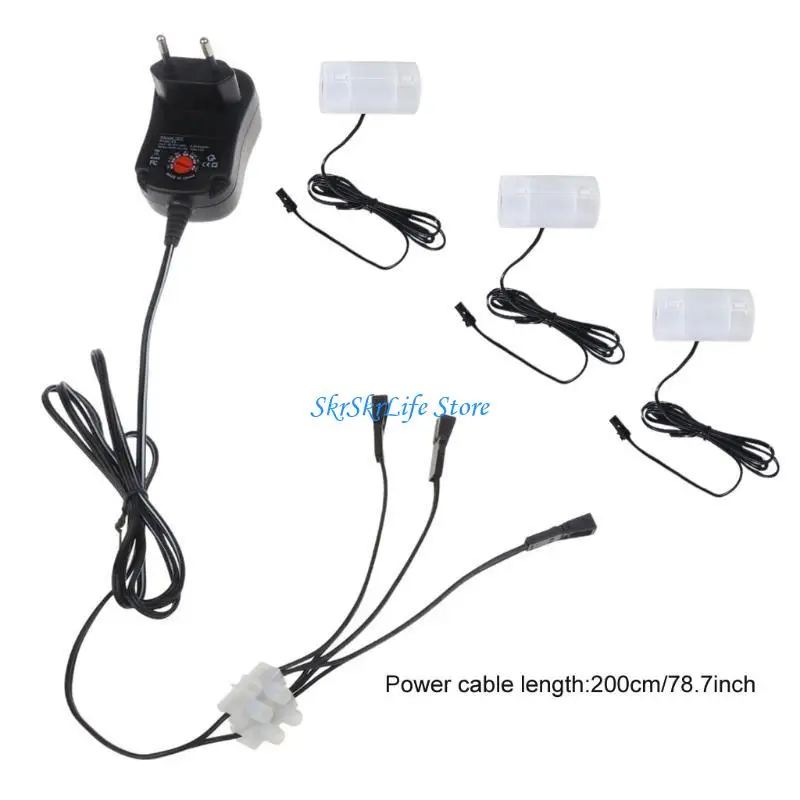 E65E 3 فولت-12 فولت قابل للتعديل 3 في 1 LR20 D مزيل البطارية كابل موائم مصدر تيار سلك استبدال لبطارية 2-8x1.5 فولت LR20 D #6