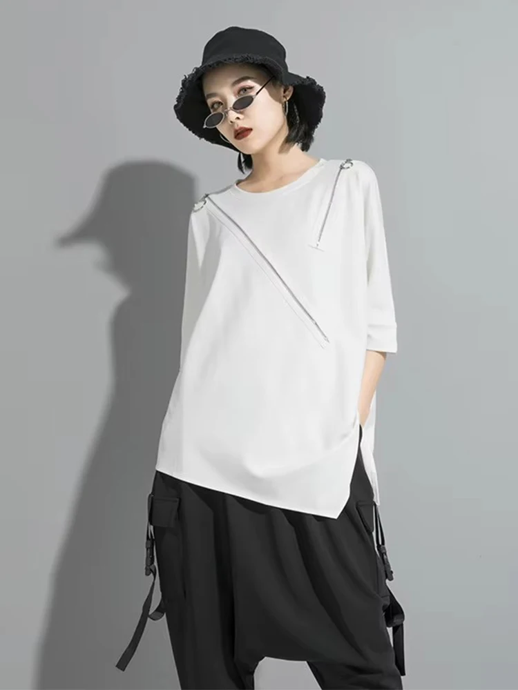 Amax luluE 2024 Korean Fashion Ladies Loose O Neck Tee Shirts Womens Casual Classic Punk Luxury Vintage Oversized Cotton Clothes