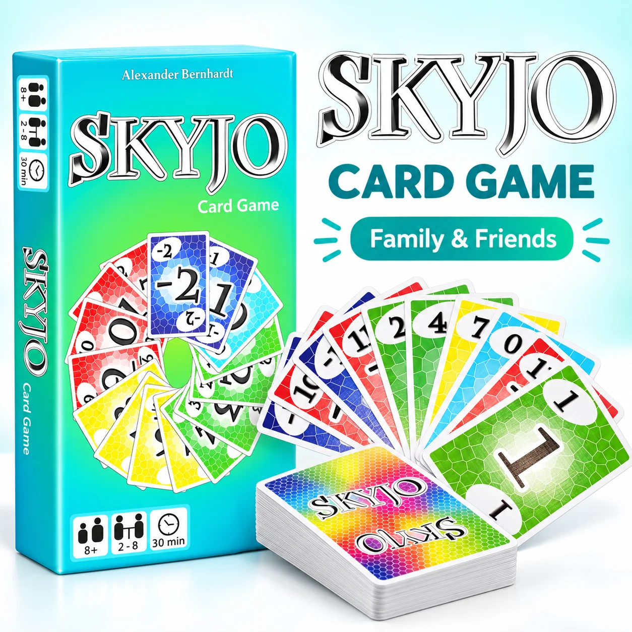 SKYJO Card Game Set Family Party Board Game for Kids Adults 2-8 Players Ages 8+ Fun Tabletop Games for Friends Gatherings Travel