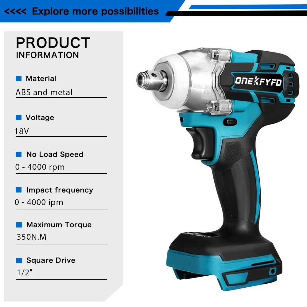 Cordless Impact Angle Grinder + 2 IN 1 Brushless Cordless Electric Impact Wrench 1/2 Inch DIY Power Tools Without Battery