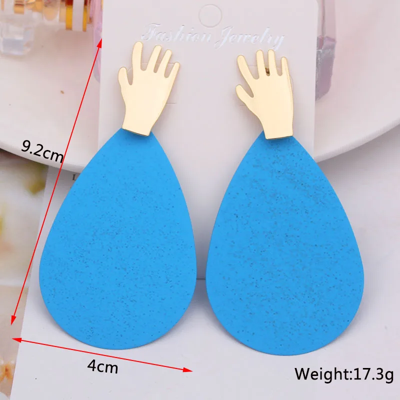 Nuevos pendientes colgantes de Color azul para mujer, pendientes colgantes geométricos llamativos, colgantes de triángulo hueco, pendientes redondos