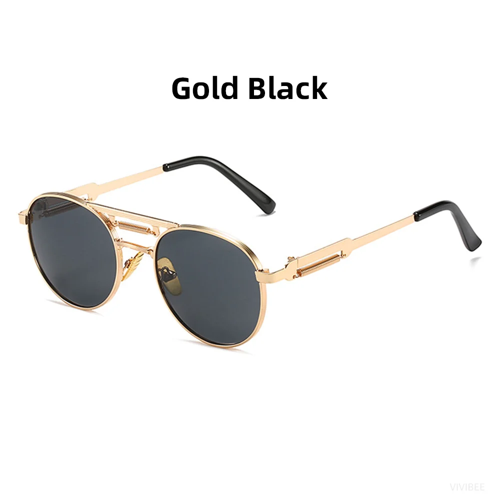 VIVIBEE Runde Steampunk-Sonnenbrille Vintage Herren UV400 Metall Hip-Hop 2026 Sonnenbrille Damen Hochwertige Retro-Brille – Detail 11