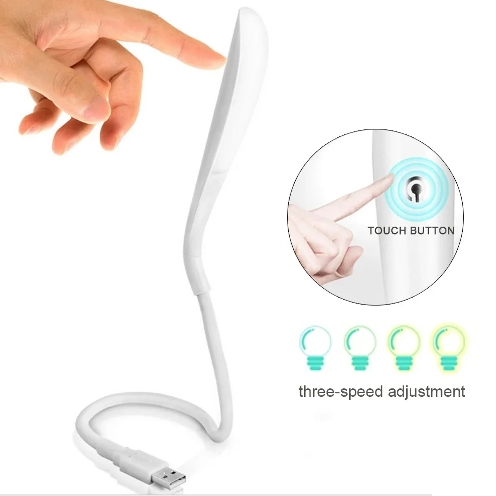 1Pc Mini Portable USB LED Light Touch Sensor Lights Dimmable Adjustable Bright Table Desk Lamp For Power Bank PC Laptop Notebook
