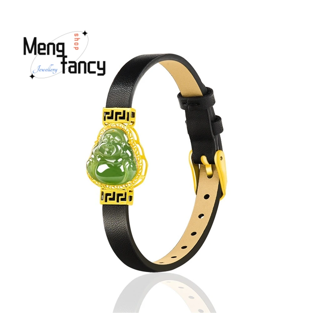 

High-Grade Natural Old Material Hetian Jade Buddha Bracelet Luxury Quality Fashion Jewelry Exquisite Elegant Charms Popular Gift