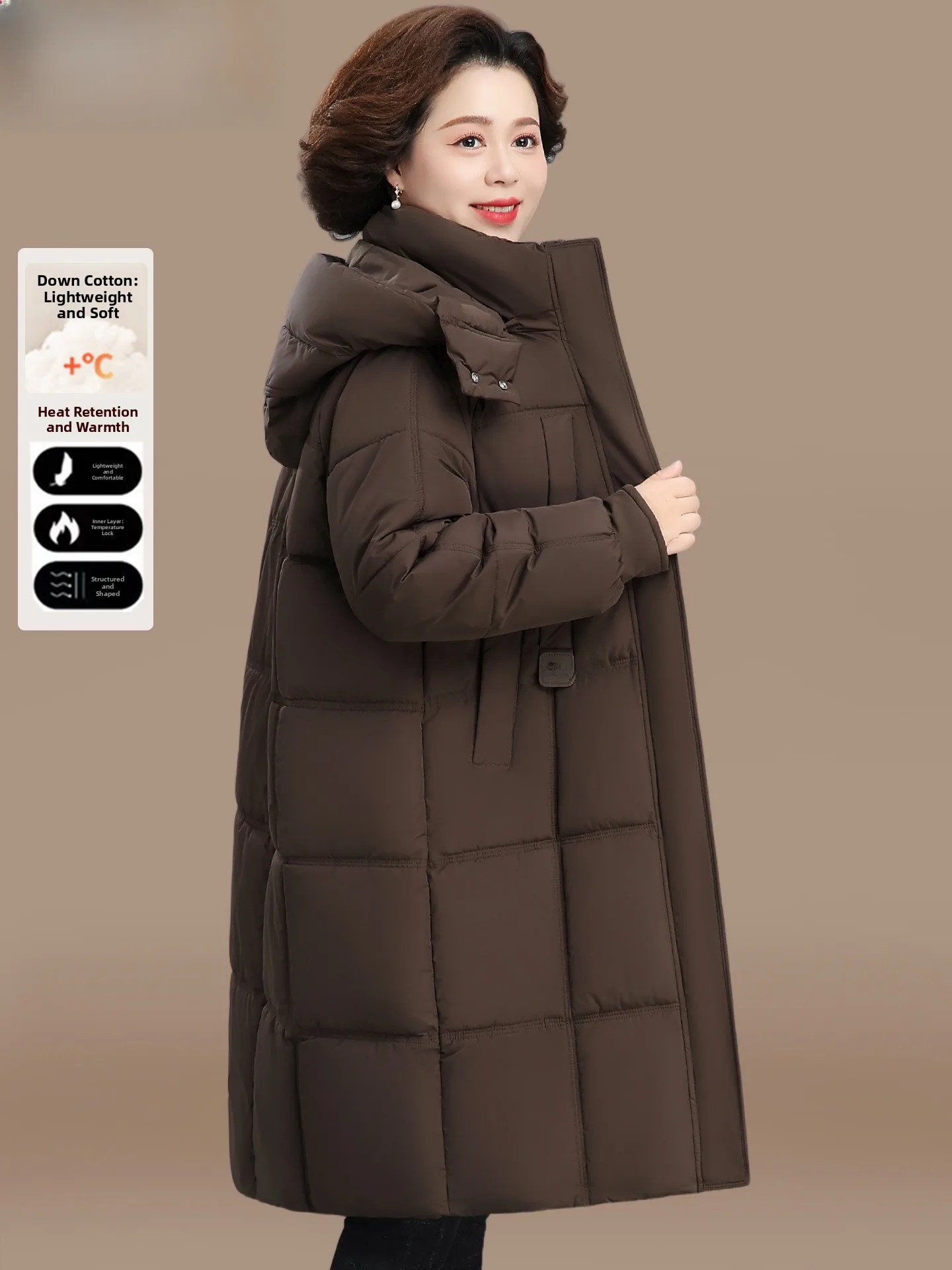 

Warmth Sli Long down Jaet for Women Knee-Length Autumn Winter Coat Faionable Wear-Resistant Polyester Fiber Fill