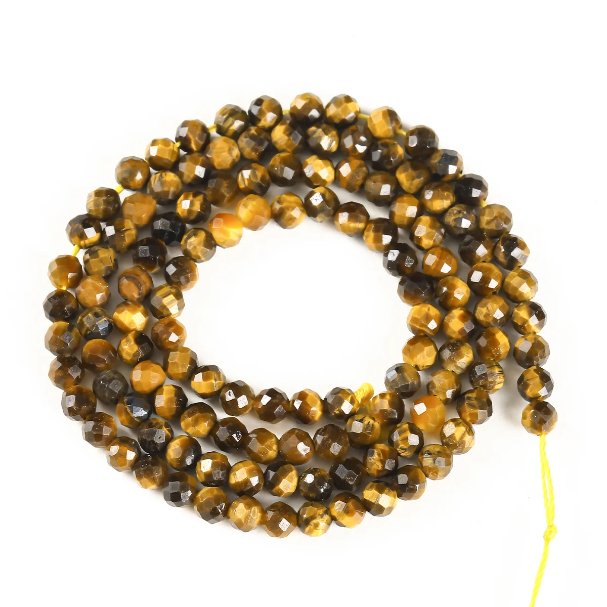 2, 3, 4 mm facettierte natürliche gelbe Tigerauge-Steinperle, rund, lose Distanzperle für Schmuckherstellung, DIY-Halskette, Armband, Zubehör – Detail 7