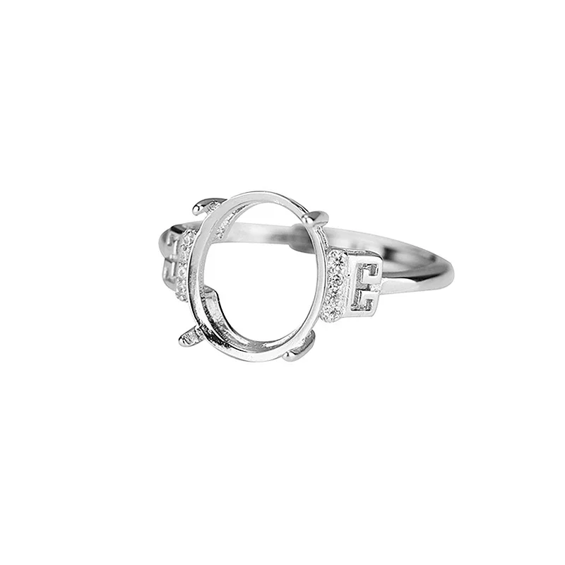 

925 Sterling Silver 10x12mm Oval Cabochon Semi Mount Ring CZ Engagement Wedding Fine Jewelry Setting