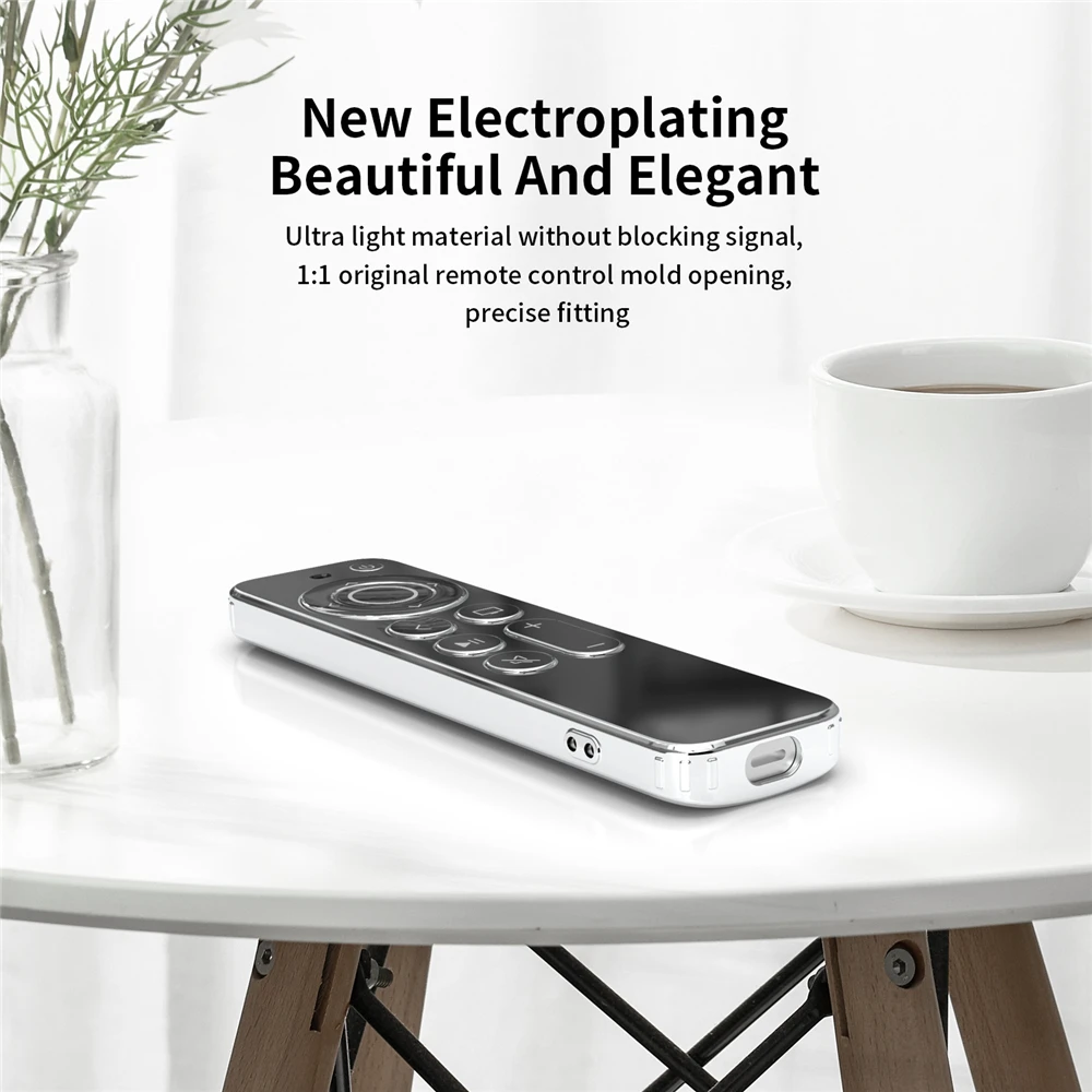 

TPU Silver Edge Case Compatible With A-pple TV 4K 2021 Remote Control Prevent Scratches Drop Protection Transparent Case