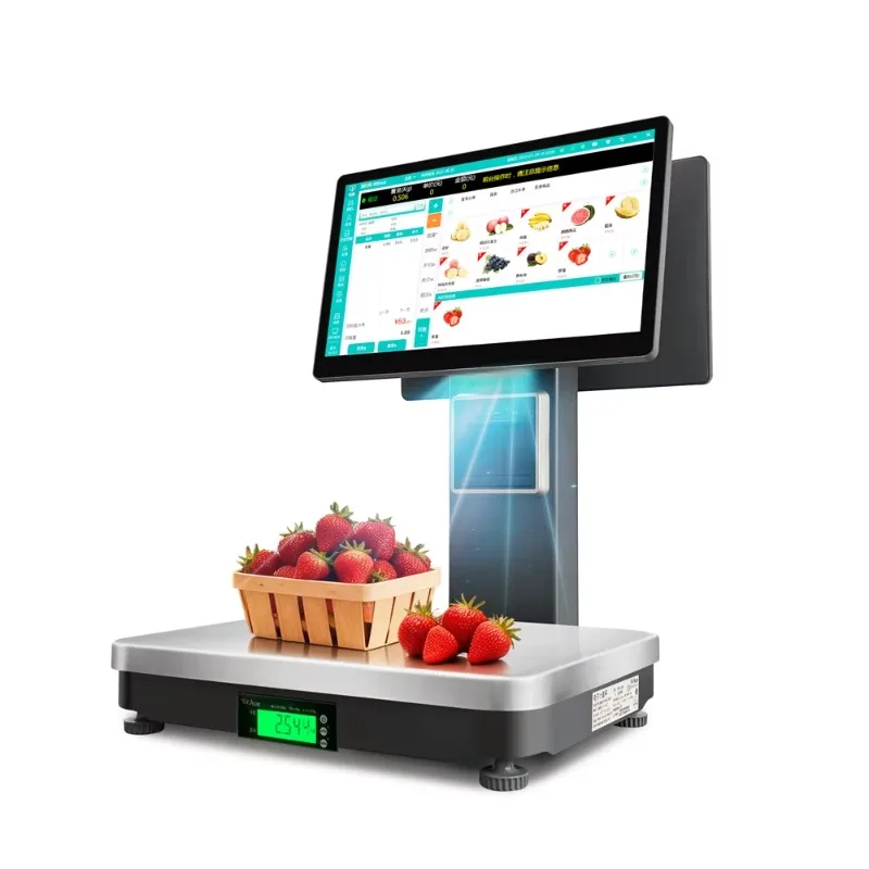 Wholesales All in One Cash Register Pos Terminal Machine Smart AI Weight Scale With 58mm Thermal Printer POS AI Scale