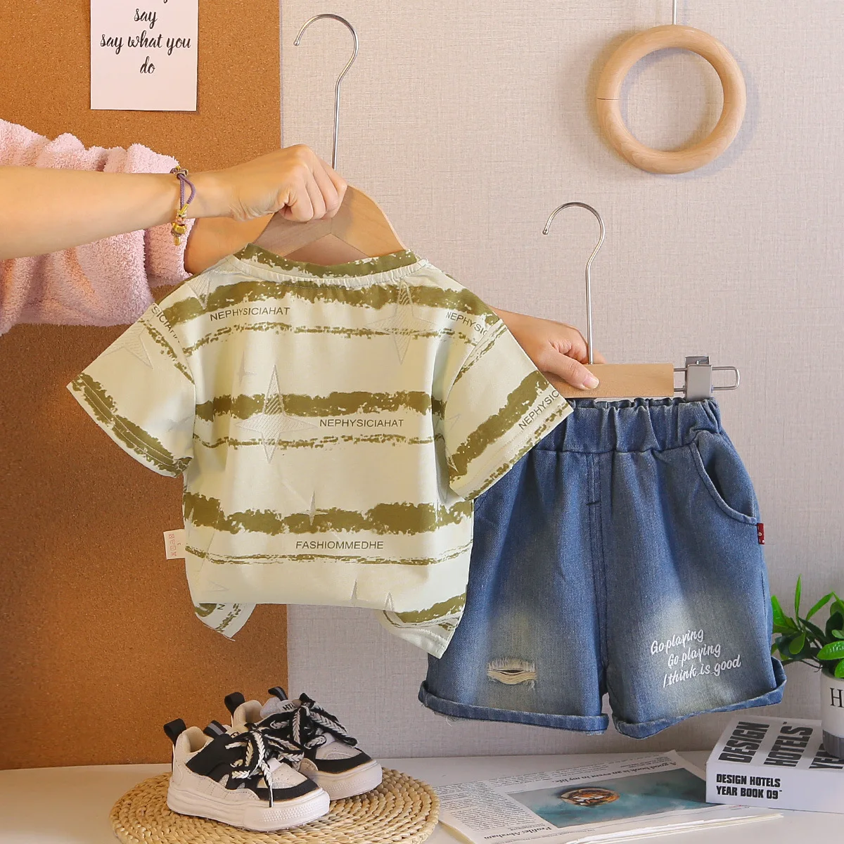 0-5 Years Baby Boy Boutique Clothing 2026 Toddler Summer Clothes for Boys Striped Short Sleeve T-shirts and Shorts Two Piece Set