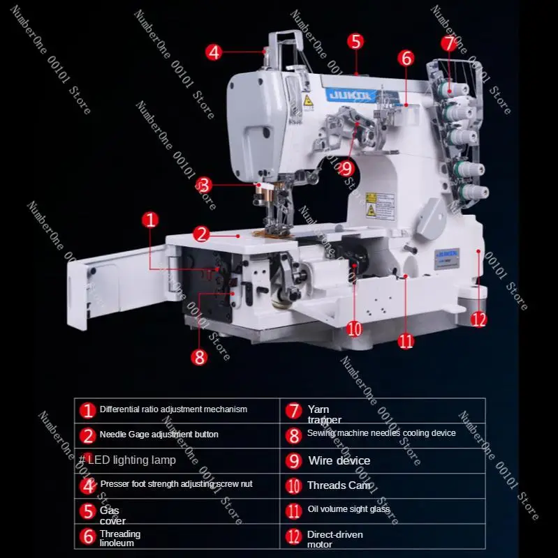 Fully Automatic Sewing Machine High Power Speed Stretch Direct Drive Three Needles Five Lines Industry Sewing Machine Neckline