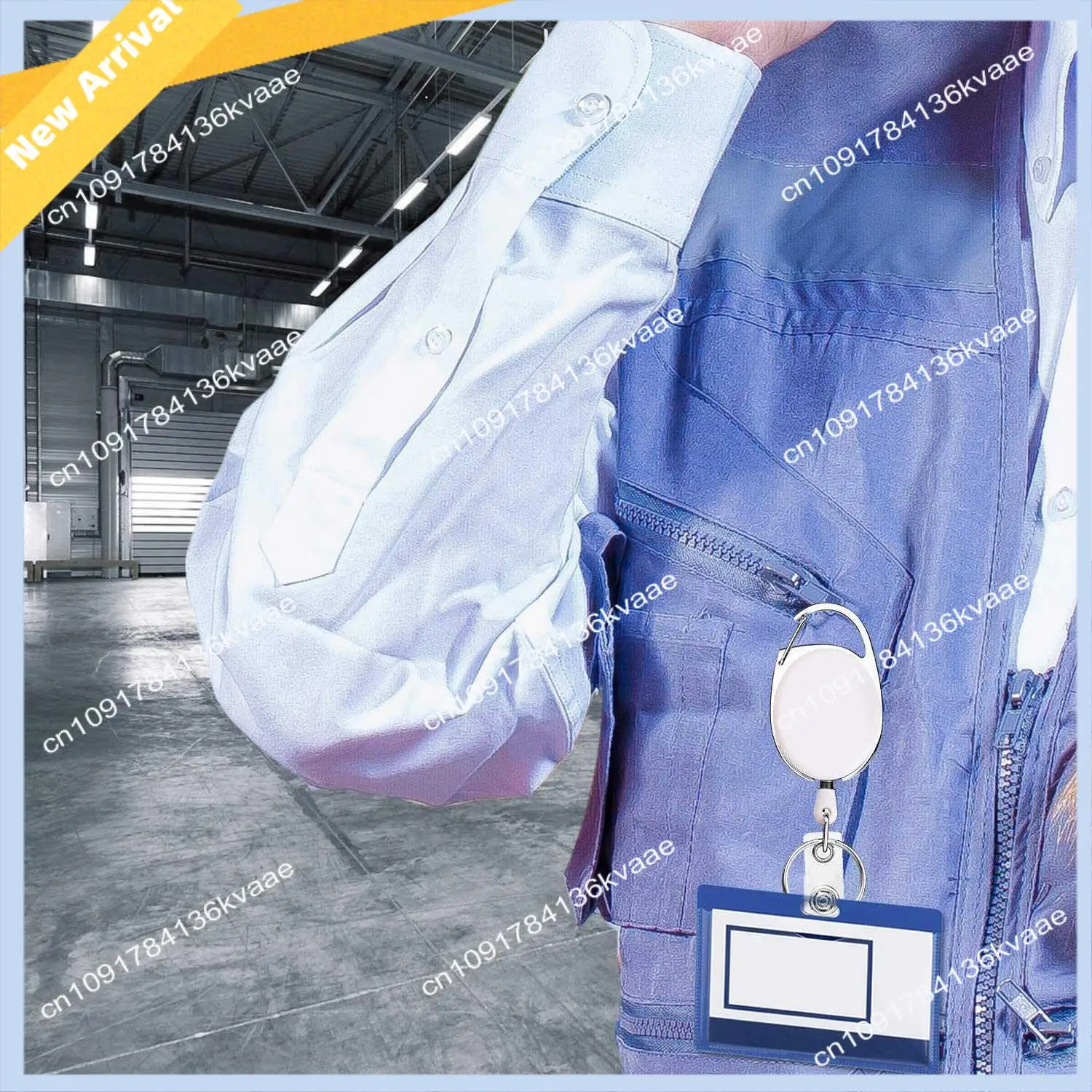 M01K Retractable Badge Holder With Carabiner Reel Clip And Key Ring For ID Card Key Keychain Holders Black 10 Pieces