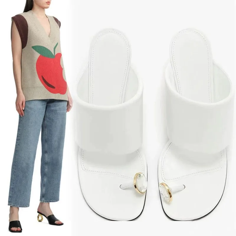 Sandalias de lujo doradas con tacón hueco y anillo para el dedo, de talla grande, anchas, con correa, punta abierta, tacón alto y fino, para verano y playa.
