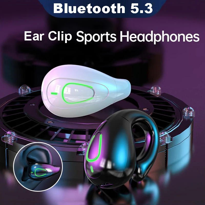 Ear Clip Wireless Headphones TWS Bluetooth 5.3 Headset Waterproof HiFi Stereo Sports Earphones with Microphone for Xiaomi iPhone