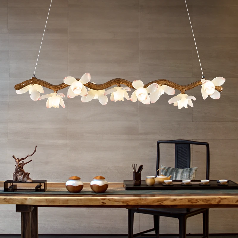 

Modern Home Decoration Tree Branch Chandelier Wabi-sabi Living Tea Room Dining Room Lotus Led Pendant Light Indoor Lighting Lamp