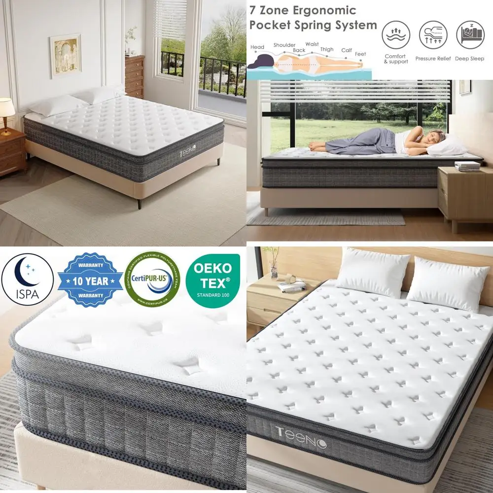 Medium Firm Full Size Gel Memory Foam Hybrid Mattress with Pocket Coils Springs, CertiPUR Certified Mattress in a Box