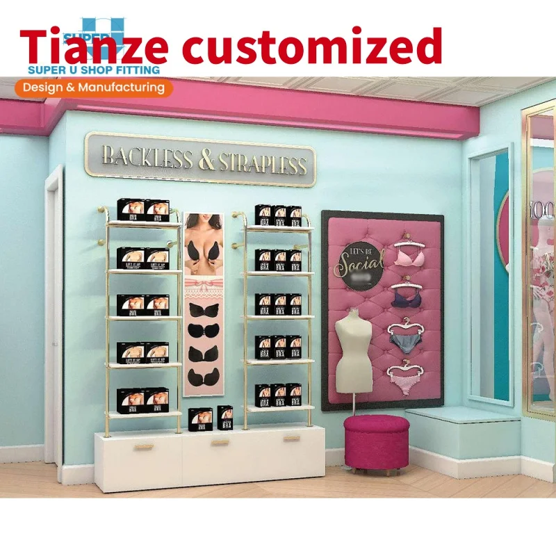 

(customized)Custom Underwear Store Fixture Decoration Bra Display Rack Lingerie Shop Interior Design Sale